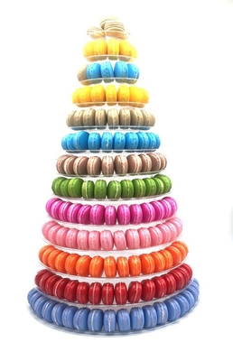 13 rij grote Plastic Macaron die de Witte 62cm Tribune van Huwelijkscupcake verpakken