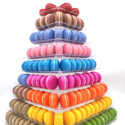 9 van de Blaarmacaron van laag Vierkante 41cm Lange Plastic Macaron Verpakkende de Kegeltoren