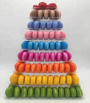 9 Tier Plastic Square Macaron Tower Stand Display Voor Franse take-away voedselverpakkingen