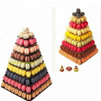 9 Tier Plastic Square Macaron Tower Stand Display Voor Franse take-away voedselverpakkingen