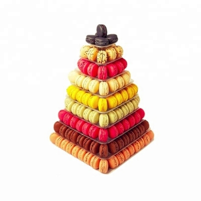 9 Tier Plastic Square Macaron Tower Stand Display Voor Franse take-away voedselverpakkingen