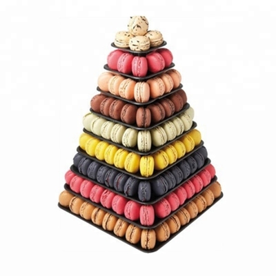 9 Tier Plastic Square Macaron Tower Stand Display Voor Franse take-away voedselverpakkingen