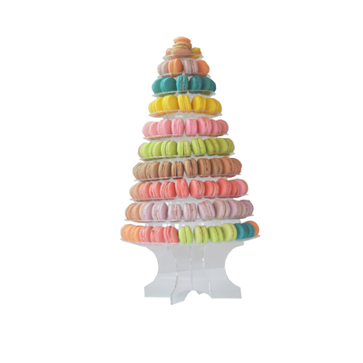 Duidelijke zwarte 10 tier macaron blister toren stand verpakking met acryl beste taart decoratie