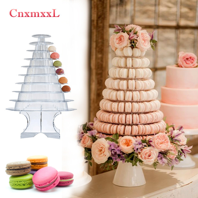 Duidelijke zwarte 10 tier macaron blister toren stand verpakking met acryl beste taart decoratie