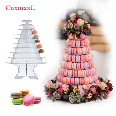 Duidelijke zwarte 10 tier macaron blister toren stand verpakking met acryl beste taart decoratie
