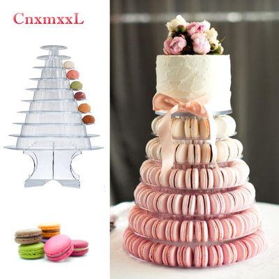 Duidelijke zwarte 10 tier macaron blister toren stand verpakking met acryl beste taart decoratie