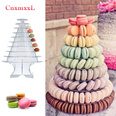 Duidelijke zwarte 10 tier macaron blister toren stand verpakking met acryl beste taart decoratie
