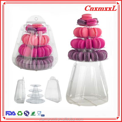 Glanzende laminaat 4 lagen Macaron toren met 47 stuks macarons groothandel