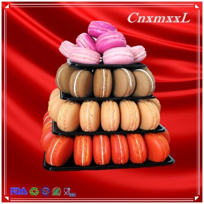 Plastic Macaron Display Stand met 4 Tier Square Macaron Tower