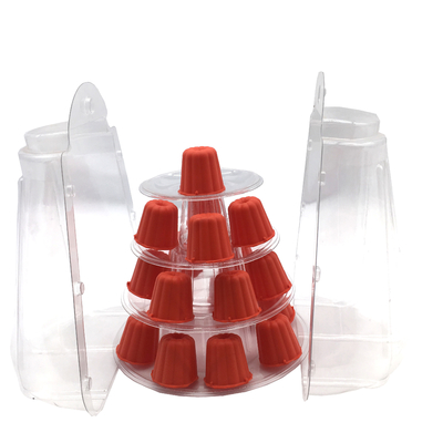 Mini Clear Plastic 4 Tiers Canele Tower Stand Voor Display Canele / Macaron En Taart Decoratie