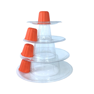 Mini Clear Plastic 4 Tiers Canele Tower Stand Voor Display Canele / Macaron En Taart Decoratie