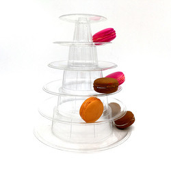 Mini Clear Plastic 4 Tiers Canele Tower Stand Voor Display Canele / Macaron En Taart Decoratie