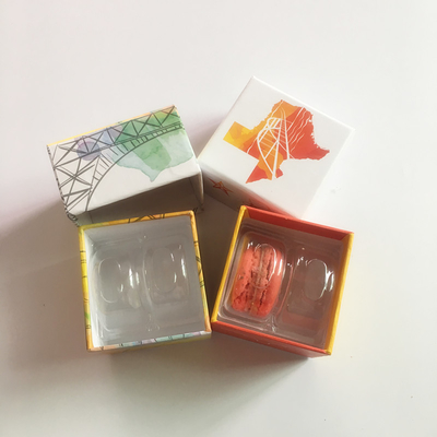 2 stuks Macaron Printing Paper Gift Box Verpakking Macarons Display met Inner Tray
