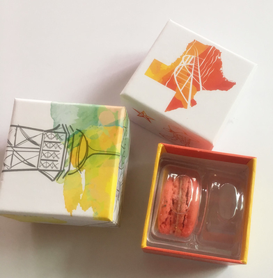 2 stuks Macaron Printing Paper Gift Box Verpakking Macarons Display met Inner Tray