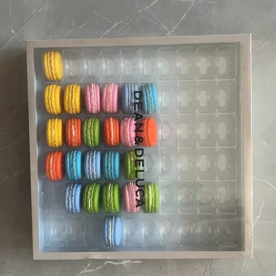 Macaron 35 Transparante bak Verpakking Handgemaakte doos Macaron Verpakking Chocolade Verpakking Boven- en onderdek Verpakking Taart