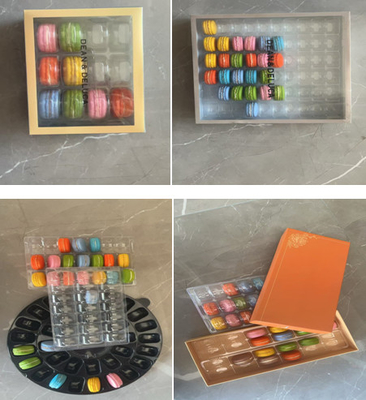 Warm stempelen van macaron doorzichtige doos Top en onderdoos Macaroon Display Rack 12pcs