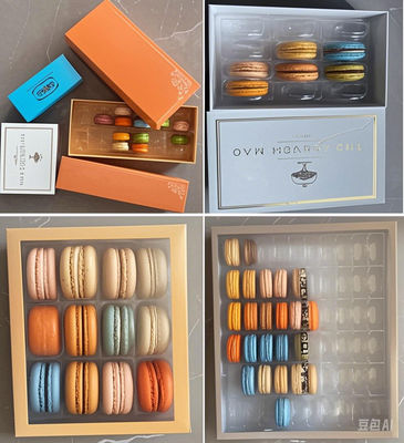 Eco-vriendelijke doorzichtige macaron verpakkingsbak aanpasbaar voor chocolade en brood