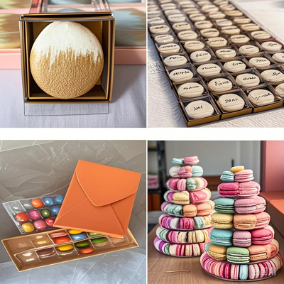 Afmeting De verpakking moet op de maat van de macarons passen om verplaatsing en beschadiging tijdens het vervoer te voorkomen.