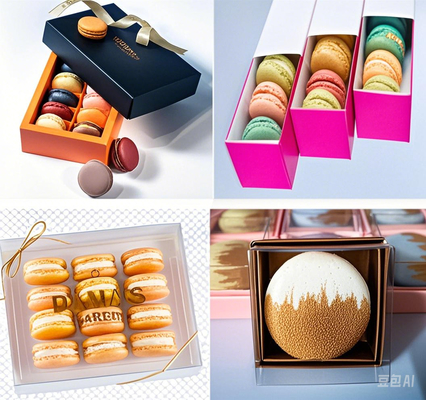 Afmeting De verpakking moet op de maat van de macarons passen en voldoende ruimte bieden om ze te plaatsen zonder te worden verpletterd