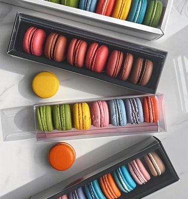 Transparante papieren doos Verpakking Macaron Display Rack Macaron Tray Macaron Gift Box Verpakking Chocolade Macaron Boven- en onderdek Verpakking