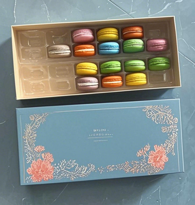 Transparante papieren doos Verpakking Macaron Display Rack Macaron Tray Macaron Gift Box Verpakking Chocolade Macaron Boven- en onderdek Verpakking