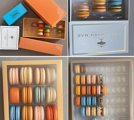 Groothandel Macaron Box Verpakking 12pcs Embossing Printing Handling