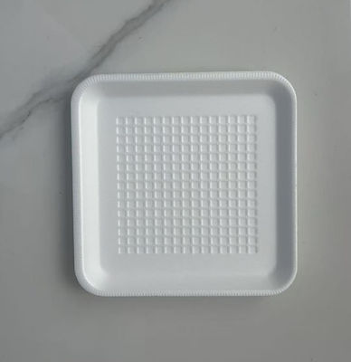 Wegwerp fruitbak met platte bodem zwart transparant plastic voor verse groenten en fruit fruitschaal