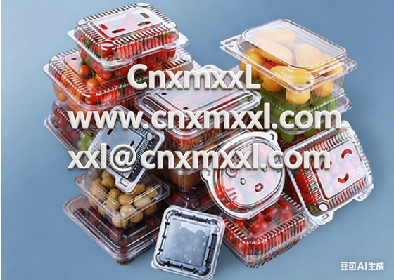 Groothandel eenmalige transparante fruitverpakkingsdozen met dikker gemaakte PET-drukvrije fruitkasten, geschikt voor supermarkten, gebruikt voor het verpakken van watermeloenen.