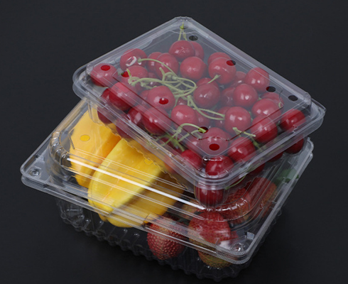 Transparante eenmalige fruitdoos, verpakkingsdoos voor aardbeien van kunststof voor huisdieren, blisterdoos voor groenten en fruit in supermarkten, groothandelsetiket