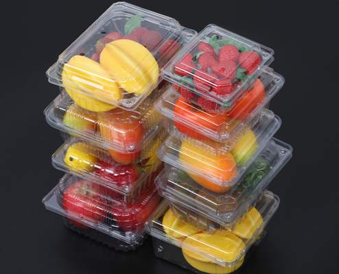 Groothandel wegwerpfruitdoos met transparante deksel en dikke plastic blisterverpakking voor het afhalen van fruitsnijdozen, op maat gemaakt