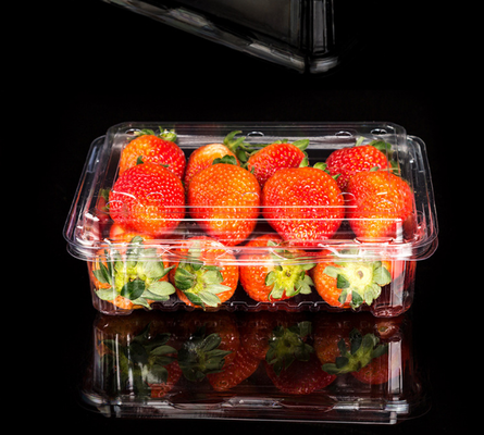 Fruitdoos voor eenmalig gebruik PET-fruit- en groentesnijdoos van voedingskwaliteit, transparant deksel met deksel, lekvrije verpakking, supermarktverpakking