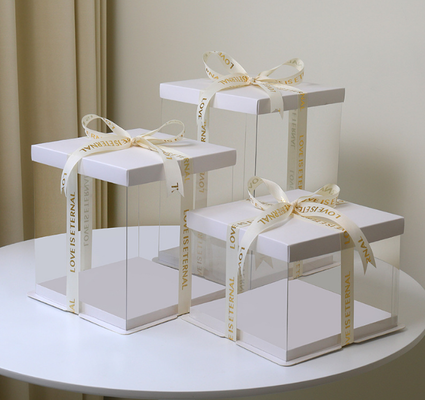 5-inch transparent cake box 4-inch, 6-inch, 8-inch, 10-inch, 12-inch single-layer, double-layer, elevated dessert cake packaging box  Cake box