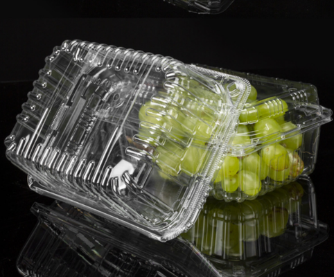 food grade plastic punnet salad clamshell box cherry fruit container  grape plastic packaging box  recyclable PET box  anti‑fog PET clamshell
