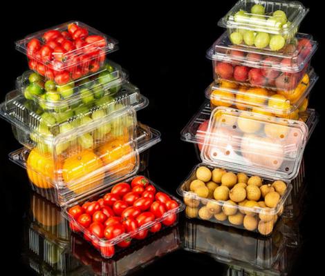 non‑toxic plastic box  clear thermoformed container odor‑free food container  PET blister punnet  see‑through plastic housing  food contact approved plastic